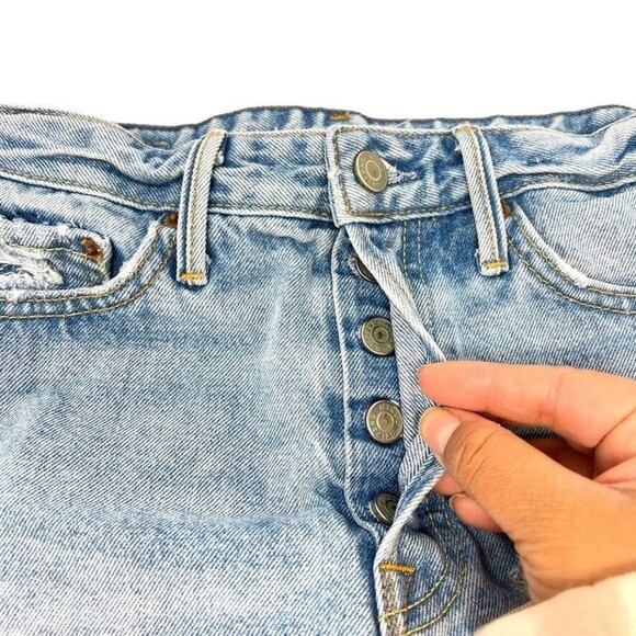 Revolve GRLFRND Cindy in Silly Love Songs Blue Distressed Shorts Womens Size 25 - Picture 6 of 10